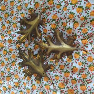 3- Vintage Brass Metal Oak Leaf Wall Hanging